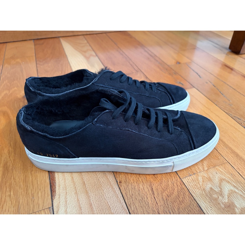 Woman by‎ Common Projects Sherpa Suede black low lace-up Sneakers Size 40/US 10